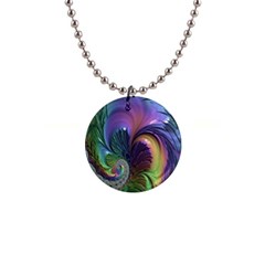 Fractal Artwork Art Swirl Vortex 1  Button Necklace by Sudhe