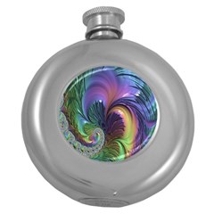 Fractal Artwork Art Swirl Vortex Round Hip Flask (5 Oz) by Sudhe