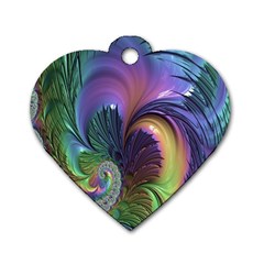 Fractal Artwork Art Swirl Vortex Dog Tag Heart (two Sides) by Sudhe