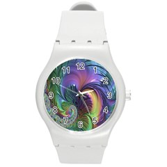 Fractal Artwork Art Swirl Vortex Round Plastic Sport Watch (m) by Sudhe