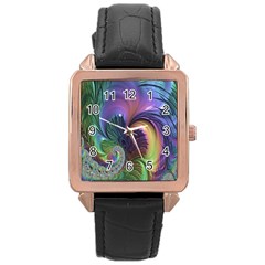 Fractal Artwork Art Swirl Vortex Rose Gold Leather Watch  by Sudhe