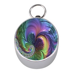 Fractal Artwork Art Swirl Vortex Mini Silver Compasses by Sudhe