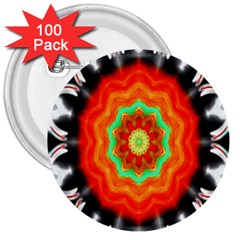 Abstract Kaleidoscope Colored 3  Buttons (100 Pack)  by Sudhe