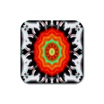 Abstract Kaleidoscope Colored Rubber Square Coaster (4 pack)  Front