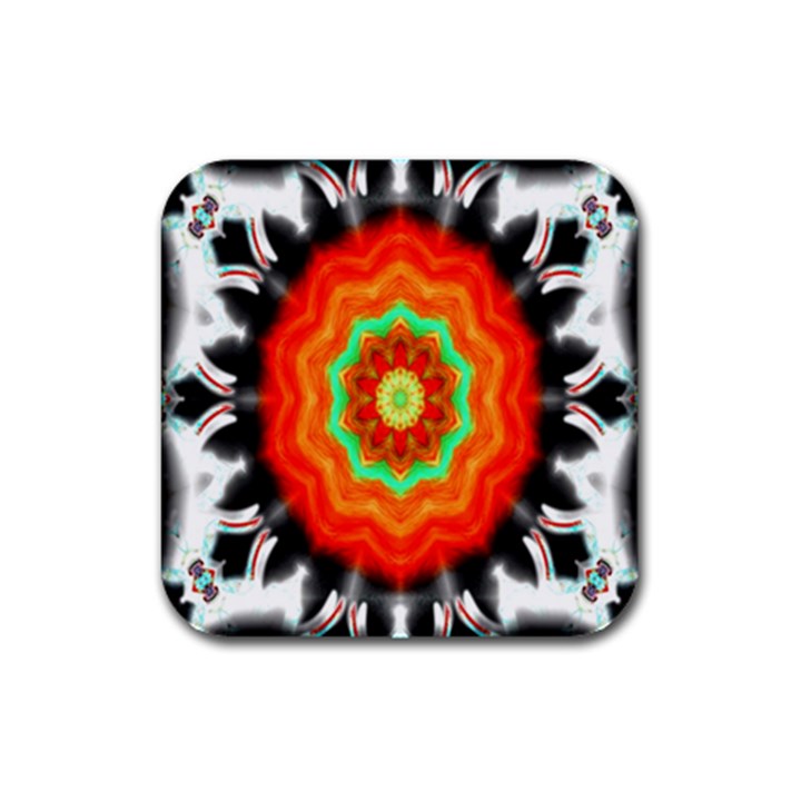 Abstract Kaleidoscope Colored Rubber Square Coaster (4 pack) 