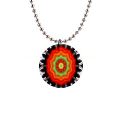 Abstract Kaleidoscope Colored 1  Button Necklace by Sudhe