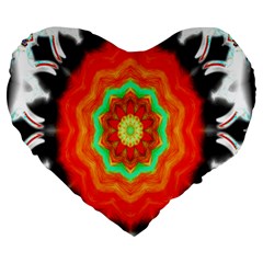 Abstract Kaleidoscope Colored Large 19  Premium Heart Shape Cushions by Sudhe