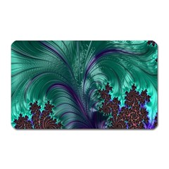 Fractal Turquoise Feather Swirl Magnet (rectangular) by Sudhe