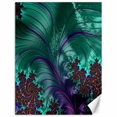 Fractal Turquoise Feather Swirl Canvas 18  X 24  by Sudhe