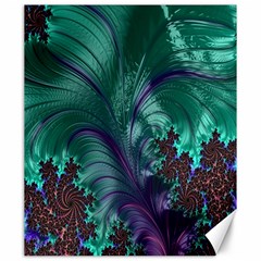 Fractal Turquoise Feather Swirl Canvas 20  X 24  by Sudhe