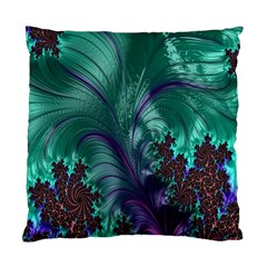 Fractal Turquoise Feather Swirl Standard Cushion Case (one Side) by Sudhe