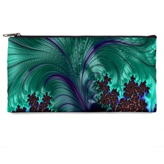 Fractal Turquoise Feather Swirl Pencil Cases by Sudhe