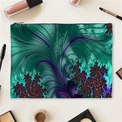 Fractal Turquoise Feather Swirl Cosmetic Bag (xl) by Sudhe