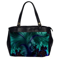 Fractal Turquoise Feather Swirl Oversize Office Handbag by Sudhe