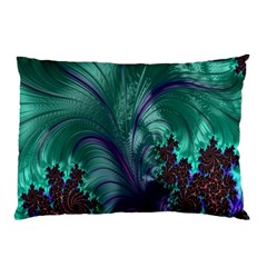 Fractal Turquoise Feather Swirl Pillow Case (two Sides) by Sudhe