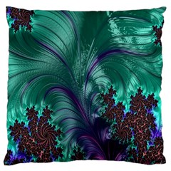 Fractal Turquoise Feather Swirl Standard Flano Cushion Case (one Side) by Sudhe