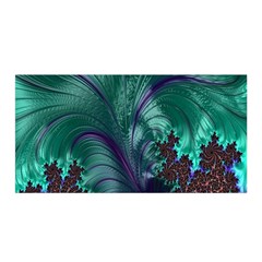 Fractal Turquoise Feather Swirl Satin Wrap by Sudhe