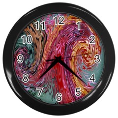 Color Rainbow Abstract Flow Merge Wall Clock (black) by Sudhe