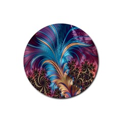 Fractal Art Artwork Psychedelic Rubber Coaster (round)  by Sudhe