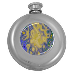 Color Explosion Colorful Background Round Hip Flask (5 Oz) by Sudhe