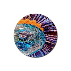 Multi Colored Glass Sphere Glass Rubber Round Coaster (4 Pack)  by Sudhe