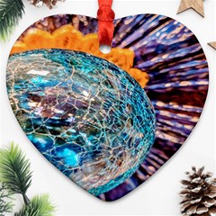 Multi Colored Glass Sphere Glass Heart Ornament (two Sides) by Sudhe