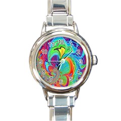 Fractal Art Psychedelic Fantasy Round Italian Charm Watch by Sudhe