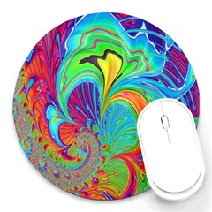 Fractal Art Psychedelic Fantasy Round Mousepads by Sudhe