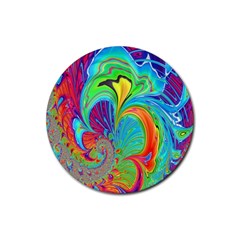 Fractal Art Psychedelic Fantasy Rubber Coaster (round)  by Sudhe