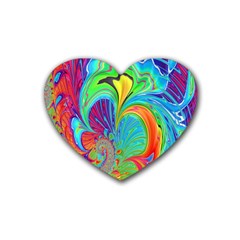 Fractal Art Psychedelic Fantasy Rubber Coaster (heart)  by Sudhe