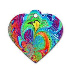 Fractal Art Psychedelic Fantasy Dog Tag Heart (one Side) by Sudhe