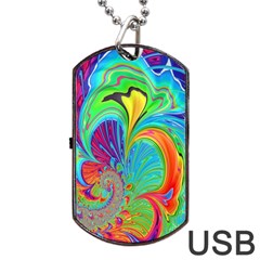 Fractal Art Psychedelic Fantasy Dog Tag Usb Flash (two Sides) by Sudhe