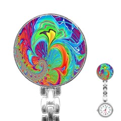 Fractal Art Psychedelic Fantasy Stainless Steel Nurses Watch by Sudhe