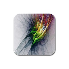 Fractal Art Paint Pattern Texture Rubber Square Coaster (4 Pack)  by Sudhe