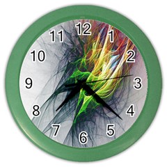 Fractal Art Paint Pattern Texture Color Wall Clock by Sudhe