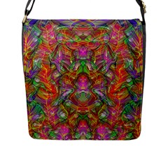 Background Psychedelic Colorful Flap Closure Messenger Bag (l) by Sudhe