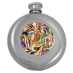 Wallpaper Psychedelic Background Round Hip Flask (5 Oz) by Sudhe