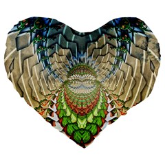 Abstract Fractal Magical Large 19  Premium Flano Heart Shape Cushions