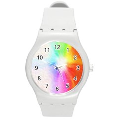 Psychedelic Background Wallpaper Round Plastic Sport Watch (m) by Sudhe