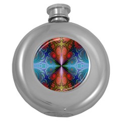 Fractal Background Design Round Hip Flask (5 Oz) by Sudhe