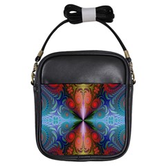 Fractal Background Design Girls Sling Bag by Sudhe