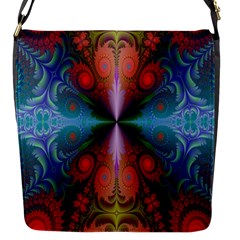 Fractal Background Design Flap Closure Messenger Bag (s) by Sudhe