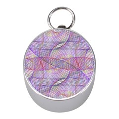 Purple Background Abstract Pattern Mini Silver Compasses by Sudhe