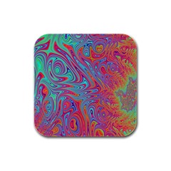 Fractal Bright Fantasy Design Rubber Square Coaster (4 Pack)  by Sudhe