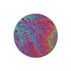 Fractal Bright Fantasy Design Rubber Coaster (round)  by Sudhe