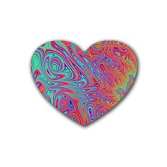 Fractal Bright Fantasy Design Rubber Coaster (heart)  by Sudhe