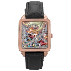 Fractal Artwork Design Pattern Rose Gold Leather Watch  by Sudhe