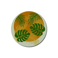 Leaf Leaves Nature Green Autumn Rubber Coaster (round)  by Sudhe