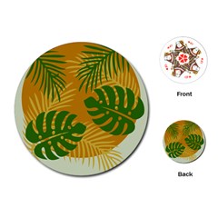 Leaf Leaves Nature Green Autumn Playing Cards (round) by Sudhe