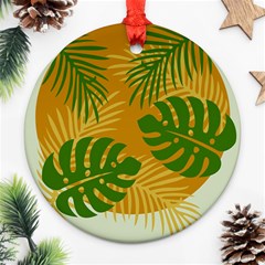 Leaf Leaves Nature Green Autumn Round Ornament (two Sides)